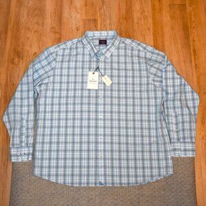 NWT UNTUCKit Mantanzas Wrinkle Free Blue‎ Plaid LS Shirt Sz XXXL